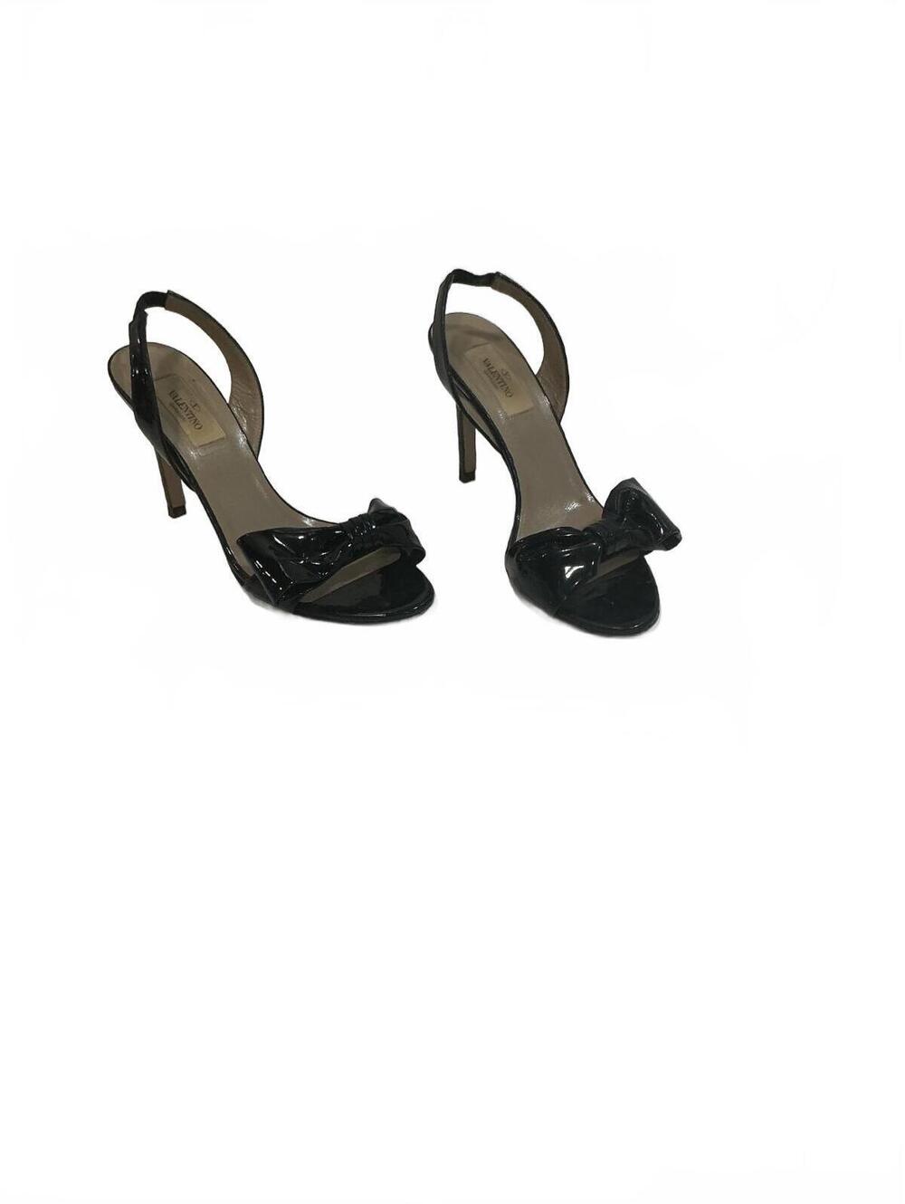 Valentino Garavani Black Patent Leather Bow Slingback Pumps Size 37 - Picture 5 of 9
